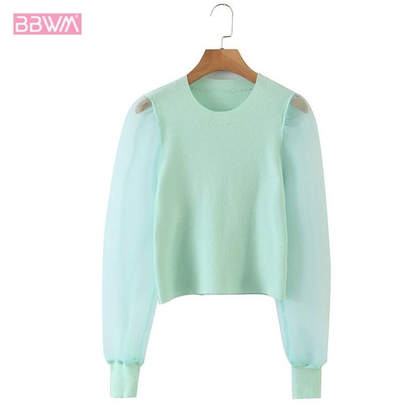 harajuku round neck pullover green mesh gauze lantern sleeve chic women's sweater sweet knitting female sweater 210507, White
harajuku round neck pullover green mesh gauze lantern sleeve chic women's sweater sweet knitting female sweater 210507, White