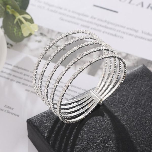 bangle hocole rhinestone bracelet multi-row crystal stretch wristband stretchable bridal wedding fine jewelry gift, Black
bangle hocole rhinestone bracelet multi-row crystal stretch wristband stretchable bridal wedding fine jewelry gift, Black