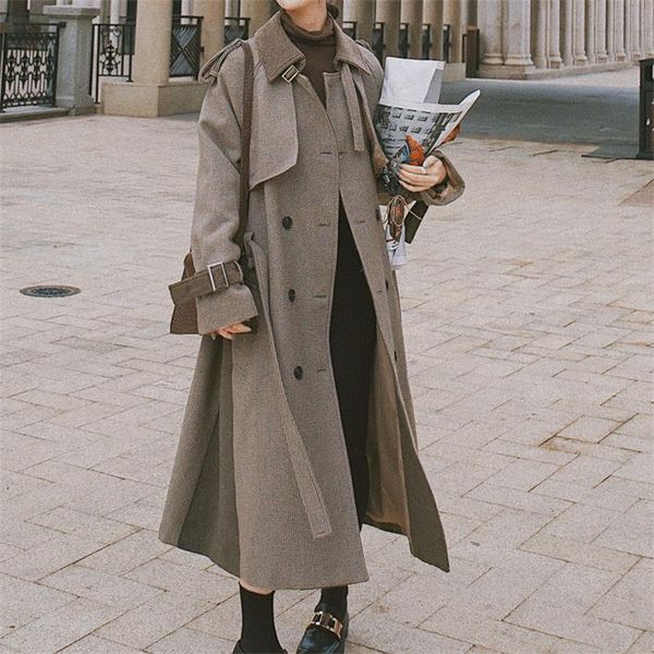 women's wool & blends stitching woolen classic plaid coat 2021 autumn winter casual gentle all-match lady femme k1087, Black
women's wool & blends stitching woolen classic plaid coat 2021 autumn winter casual gentle all-match lady femme k1087, Black