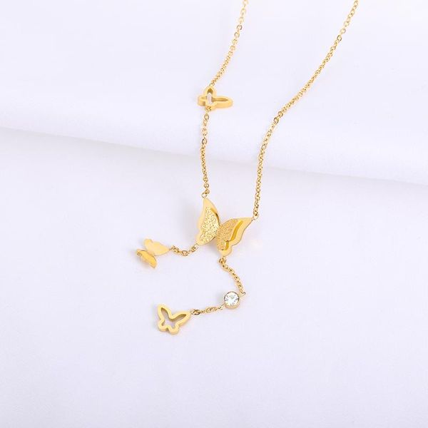 pendant necklaces romantic vintage vertical butterfly zircon necklace for women girl gold stainless steel choker charm jewelry party gift, Silver
pendant necklaces romantic vintage vertical butterfly zircon necklace for women girl gold stainless steel choker charm jewelry party gift, Silver