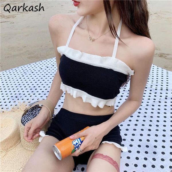 women's swimwear bikini set women bandage patchwork halter lovely college beach holiday soft feminine swimsuit leisure fashion ins, White;black
women's swimwear bikini set women bandage patchwork halter lovely college beach holiday soft feminine swimsuit leisure fashion ins, White;black