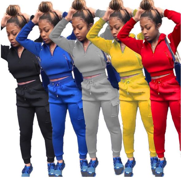 european american women tracksuits solid color stitching sport suit personality zipper sports hoodie and pants two piece sets jogging outfit, Gray
european american women tracksuits solid color stitching sport suit personality zipper sports hoodie and pants two piece sets jogging outfit, Gray
