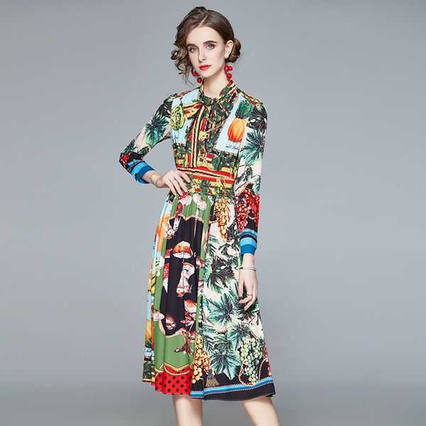 spring runway women vintage retro print dresses casual clothing mid-calf bow tie collar long sleeve elastic waist dress 210529, Black;gray
spring runway women vintage retro print dresses casual clothing mid-calf bow tie collar long sleeve elastic waist dress 210529, Black;gray