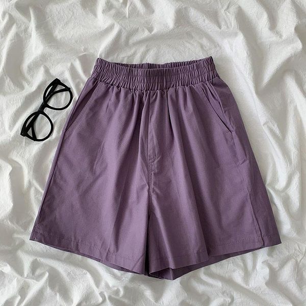 women's shorts solid wide leg women summer 2021 elastic loose purple casual all match female quality, White;black
women's shorts solid wide leg women summer 2021 elastic loose purple casual all match female quality, White;black