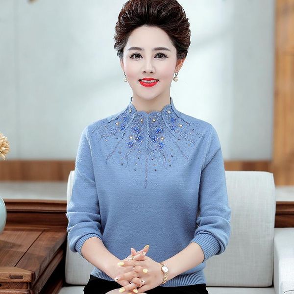 autumn middle-aged mother pullover sweater fashion elegant plus sizes women beaded turtleneck floral sweaters women's, White;black
autumn middle-aged mother pullover sweater fashion elegant plus sizes women beaded turtleneck floral sweaters women's, White;black