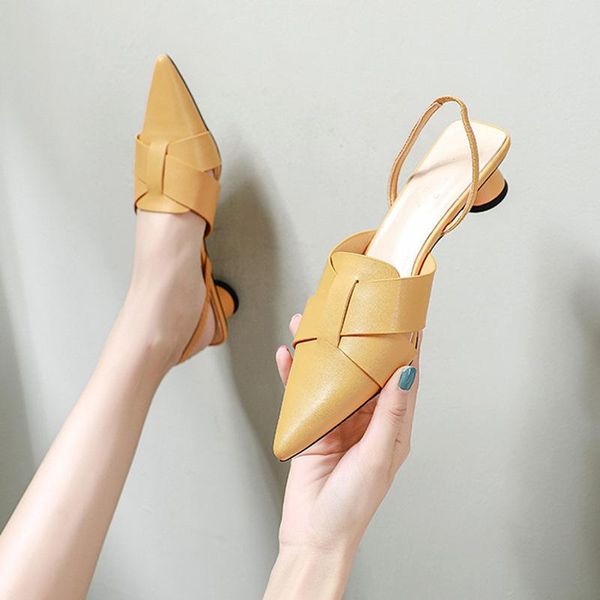 sandals small shoes summer women's two wear baotou slippers pointed toe thick with fashion single high heels, Black
sandals small shoes summer women's two wear baotou slippers pointed toe thick with fashion single high heels, Black