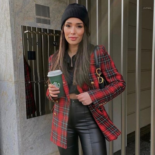 women's wool & blends ardm casual red plaid tweed coat women loose double breasted with pockets jacket street style chic vintage sprin, Black
women's wool & blends ardm casual red plaid tweed coat women loose double breasted with pockets jacket street style chic vintage sprin, Black