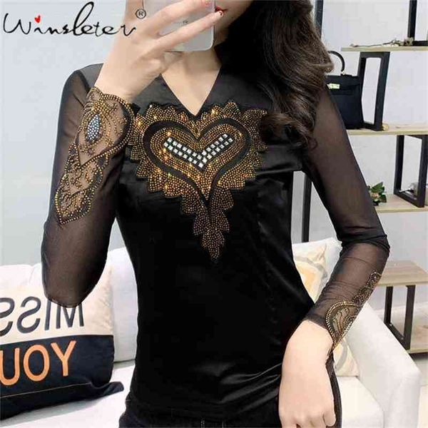 black t shirt women v-neck diamonds mesh embroidery slim long sleeve t-shirt tee spring t02714b 210421, Black;gray
black t shirt women v-neck diamonds mesh embroidery slim long sleeve t-shirt tee spring t02714b 210421, Black;gray