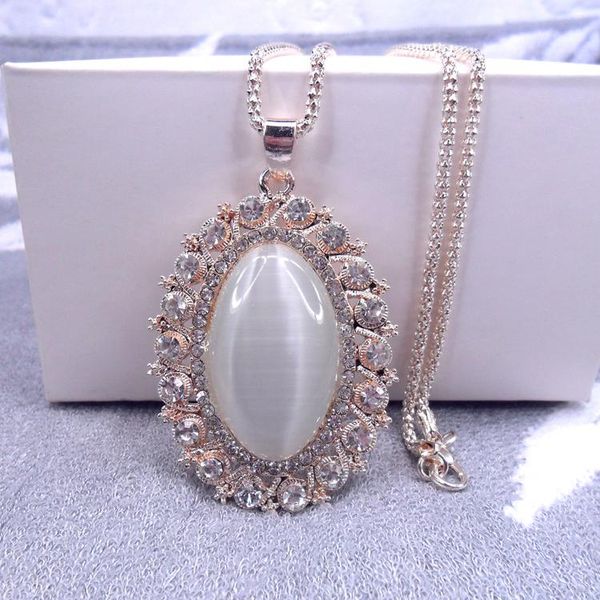 pendant necklaces luxury fashion gold alloy gem necklace opal & pendants women long chain jewelry, Silver
pendant necklaces luxury fashion gold alloy gem necklace opal & pendants women long chain jewelry, Silver