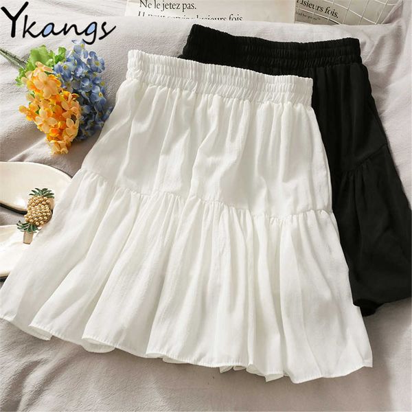 white simple a-line short pleated skirt women's elastic high-waisted skirt summer korean student vintage mini skirt streetwear 210619, Black
white simple a-line short pleated skirt women's elastic high-waisted skirt summer korean student vintage mini skirt streetwear 210619, Black