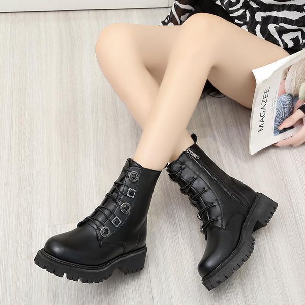 boots 2021 winter lady leather women's shoes booties low heels round toe mid calf rhinestone ladies botas de mujer, Black
boots 2021 winter lady leather women's shoes booties low heels round toe mid calf rhinestone ladies botas de mujer, Black