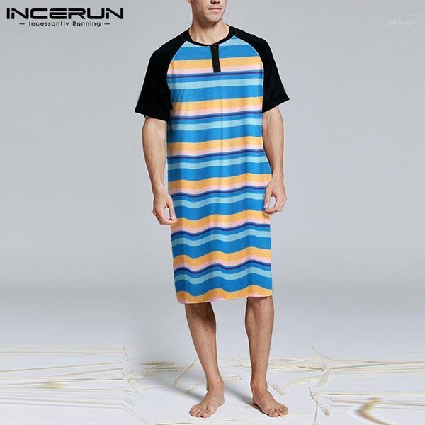 mens short sleeve o neck patchwork sleep robes incerun leisure striped bathrobes summer man casual loose buttons homewear s-5xl men's s, Black;brown
mens short sleeve o neck patchwork sleep robes incerun leisure striped bathrobes summer man casual loose buttons homewear s-5xl men's s, Black;brown