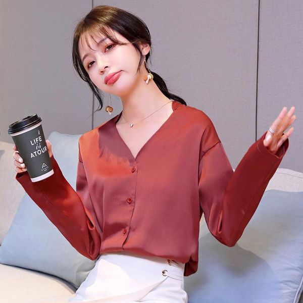full sleeve shirt womens spring chiffon v-neck women shirts black brick red 118 women's blouses &, White
full sleeve shirt womens spring chiffon v-neck women shirts black brick red 118 women's blouses &, White