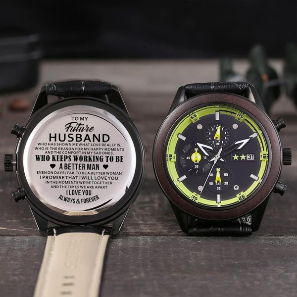 wristwatches always dnd forever to my husband never forget that i love you luxury engraved watch casual sport waterproof men military, Slivery;brown
wristwatches always dnd forever to my husband never forget that i love you luxury engraved watch casual sport waterproof men military, Slivery;brown