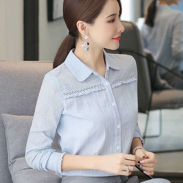 100% cotton white blouse spring autumn office lady long sleeve turn-down collar women shirts embroidery ladies bluse d197 210608
100% cotton white blouse spring autumn office lady long sleeve turn-down collar women shirts embroidery ladies bluse d197 210608