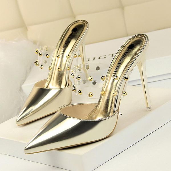 dress shoes bigtree women pumps transparent high heels metal rivet ladies slippers stiletto, Black
dress shoes bigtree women pumps transparent high heels metal rivet ladies slippers stiletto, Black