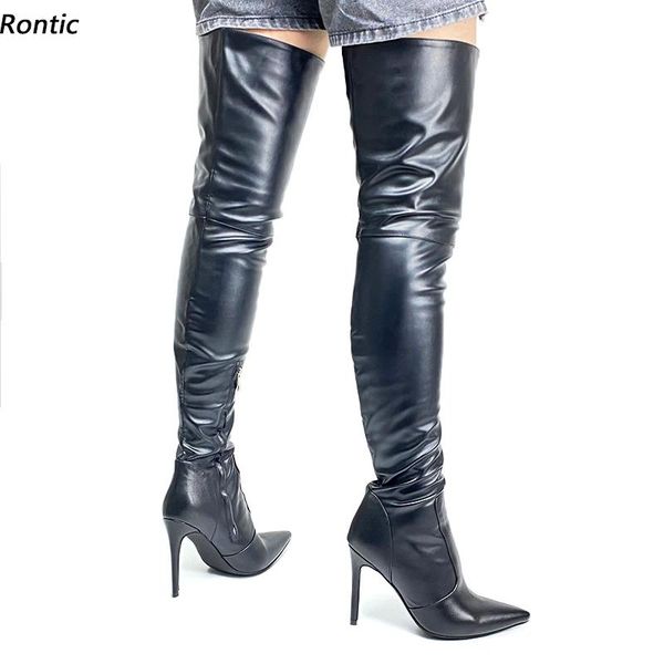 boots rontic handmade women winter thigh faux leather zipper stiletto heels pointed toe elegant black party shoes us size 5-15
boots rontic handmade women winter thigh faux leather zipper stiletto heels pointed toe elegant black party shoes us size 5-15