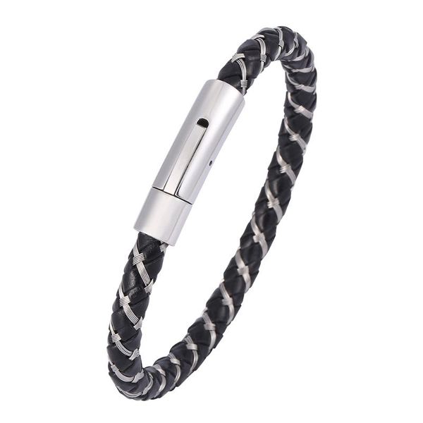 charm bracelets men's bracelet simple fashion stainless steel button black braided rope leather ol style accessories gift for men, Golden;silver
charm bracelets men's bracelet simple fashion stainless steel button black braided rope leather ol style accessories gift for men, Golden;silver