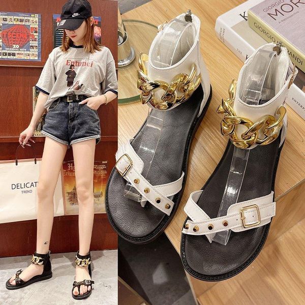 sandals selling casual women 2021 summer fashion metal chain comfortable flat wild simple, Black
sandals selling casual women 2021 summer fashion metal chain comfortable flat wild simple, Black
