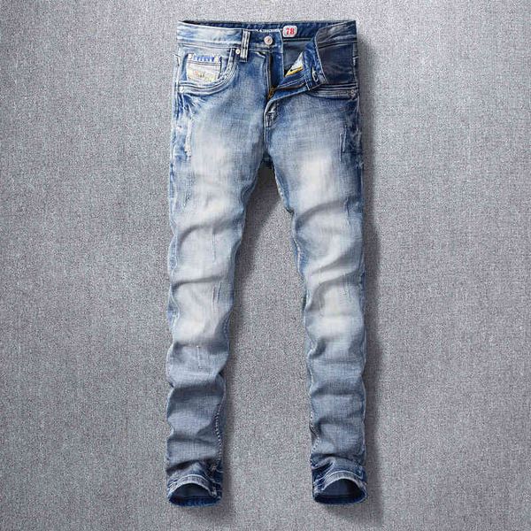 jeans fashion streetwear men jeans retro light blue elastic slim fit ripped denim trousers italian vintage designer cotton long pants
jeans fashion streetwear men jeans retro light blue elastic slim fit ripped denim trousers italian vintage designer cotton long pants