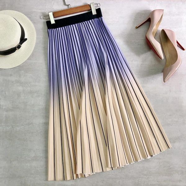 polyester spring summer midi gradient womens skirts color stripe pleated high waist elegant office lady a line korean long, Black
polyester spring summer midi gradient womens skirts color stripe pleated high waist elegant office lady a line korean long, Black