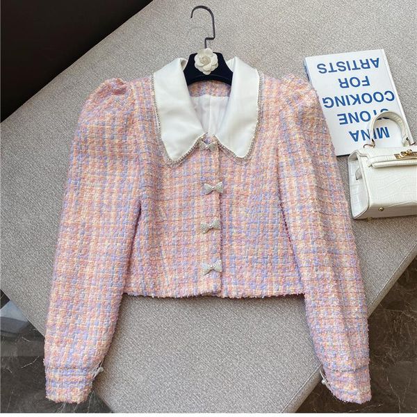 women's jackets short coat woman 2021 autumn sweet style pearl rhinestone bow mesh lace doll collar woven woolen jacket lady chic top, Black;brown
women's jackets short coat woman 2021 autumn sweet style pearl rhinestone bow mesh lace doll collar woven woolen jacket lady chic top, Black;brown
