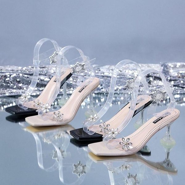 dress shoes square toe summer women sandals fashion transparent spike heels thin high heel buckle strap party ladies, Black
dress shoes square toe summer women sandals fashion transparent spike heels thin high heel buckle strap party ladies, Black