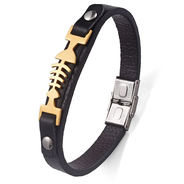 fish bone bracelet handmade animal leather bracelets clasps men male wrist band jewelry fathers day gift, Golden;silver
fish bone bracelet handmade animal leather bracelets clasps men male wrist band jewelry fathers day gift, Golden;silver