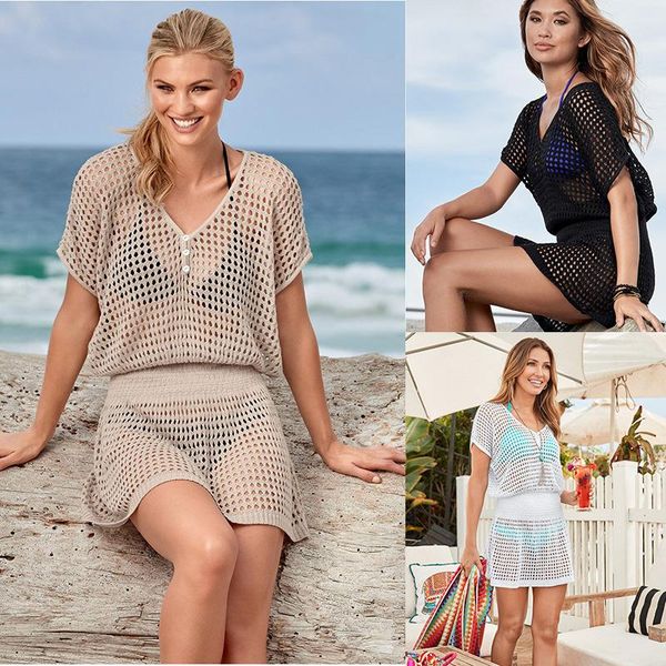women's swimwear open knitted loose spring swimsuit blouse bikini with mesh sunscreen beach coat, White;black
women's swimwear open knitted loose spring swimsuit blouse bikini with mesh sunscreen beach coat, White;black