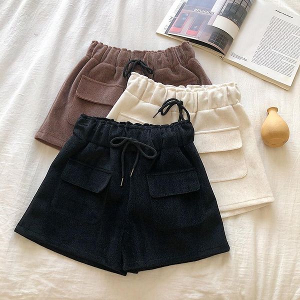 women's shorts winter women chic cute high waist ladies loose pocket fashion double pockets female elastic lace up short, White;black
women's shorts winter women chic cute high waist ladies loose pocket fashion double pockets female elastic lace up short, White;black
