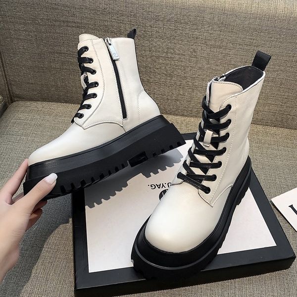 2022 white soft leather ankle boots women platform motorcycle booties female autumn winter shoes woman goth short botas de mujer, Black
2022 white soft leather ankle boots women platform motorcycle booties female autumn winter shoes woman goth short botas de mujer, Black