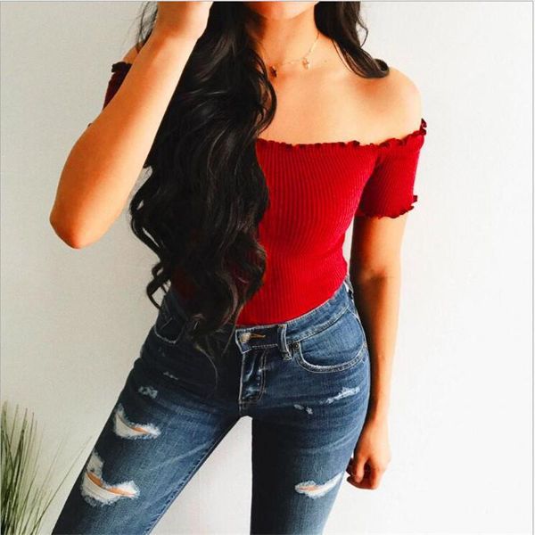 women's t-shirt women t-shirts and club fashion female short sleeve off shoulder solid color lady t shirt summer basic tees, White
women's t-shirt women t-shirts and club fashion female short sleeve off shoulder solid color lady t shirt summer basic tees, White