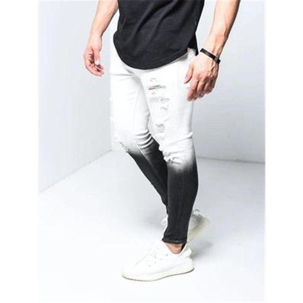mens gradient hole jeans fashion trend elasticity skinny foot zipper denim pencil pants designer male spring casual slim jean trousers, Blue
mens gradient hole jeans fashion trend elasticity skinny foot zipper denim pencil pants designer male spring casual slim jean trousers, Blue