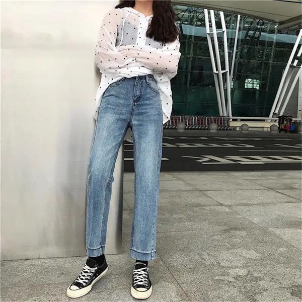 women's jeans women high-waist straight loose ankle-length denim trousers ladies vintage casual all-match street-wear ulzzang fashion, Blue
women's jeans women high-waist straight loose ankle-length denim trousers ladies vintage casual all-match street-wear ulzzang fashion, Blue