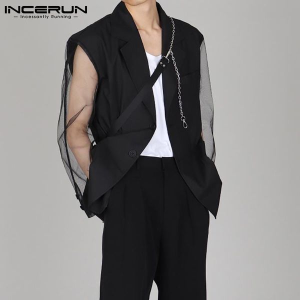 men's suits & blazers 2021 men blazer mesh patchwork see through long sleeve fashion personality streetwear casual thin coats incerun s, White;black
men's suits & blazers 2021 men blazer mesh patchwork see through long sleeve fashion personality streetwear casual thin coats incerun s, White;black