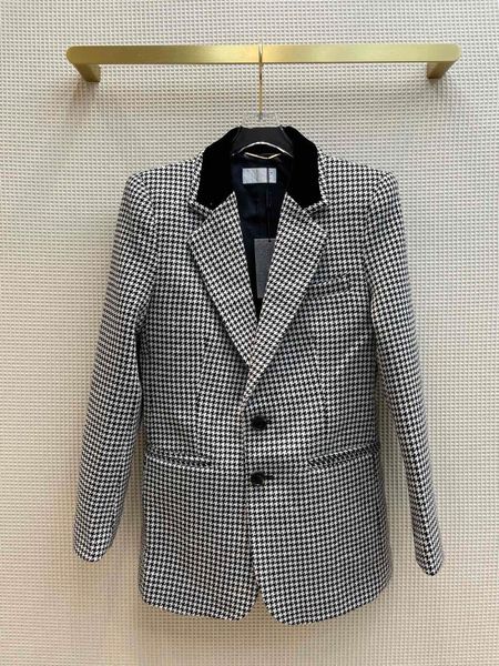 women's wool & blends 2021fall and winter houndstooth pattern blazer jacket women velvet stitching lapel single breasted slim waist sui, Black
women's wool & blends 2021fall and winter houndstooth pattern blazer jacket women velvet stitching lapel single breasted slim waist sui, Black