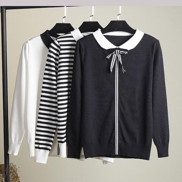 women's t-shirt 2021 spring lapel collar bow women clothes girls college style sweet knitted long sleeve black white stripe top
women's t-shirt 2021 spring lapel collar bow women clothes girls college style sweet knitted long sleeve black white stripe top