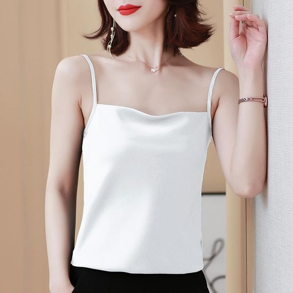 women's tanks & camis korean fashion silk women woman satin camisole solid v neck plus size halter lady tees, White
women's tanks & camis korean fashion silk women woman satin camisole solid v neck plus size halter lady tees, White
