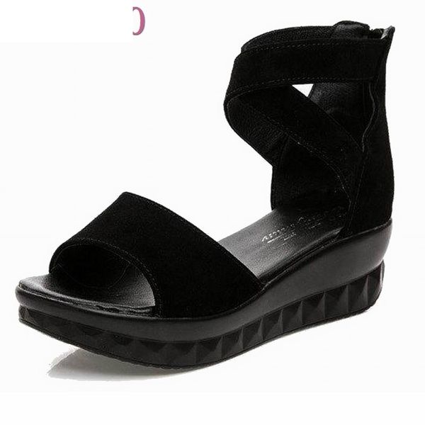 sandals women open toe lady's wedges summer genuine leather platform shoes plus size 34-43 3gga, Black
sandals women open toe lady's wedges summer genuine leather platform shoes plus size 34-43 3gga, Black