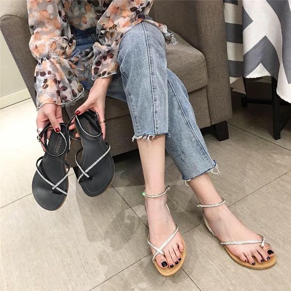 sparkling rhinestone sandals 2021 summer cool flat roman shoes vacation beach women's, Black
sparkling rhinestone sandals 2021 summer cool flat roman shoes vacation beach women's, Black