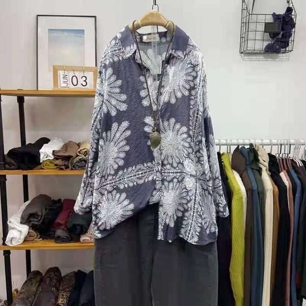 women's blouses & shirts spring/autumn arts style women loose casual turn-down collar long sleeve blouse single breasted print c, White
women's blouses & shirts spring/autumn arts style women loose casual turn-down collar long sleeve blouse single breasted print c, White