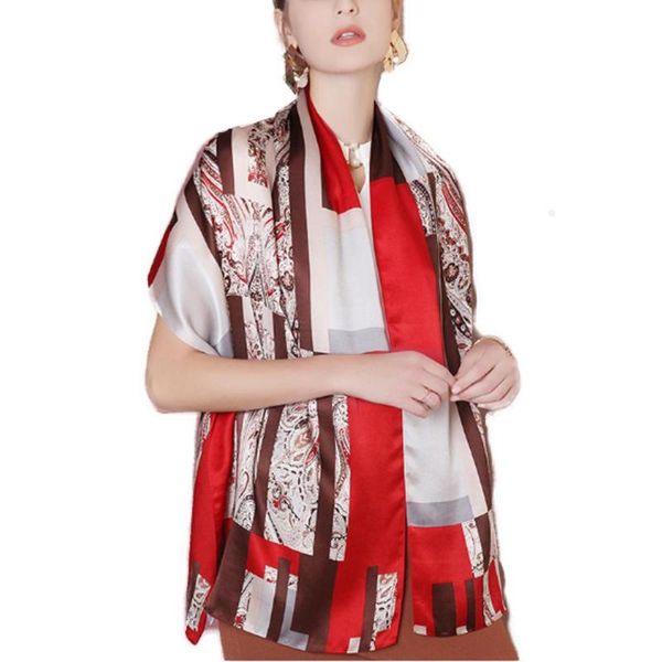 scarves women's 100% silk scarf vintage long shawl wraps sunscreen cape party accessories shiny smooth stitching color 175*55cm, Blue;gray
scarves women's 100% silk scarf vintage long shawl wraps sunscreen cape party accessories shiny smooth stitching color 175*55cm, Blue;gray