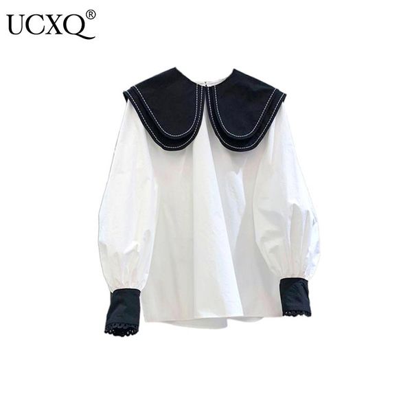 women's blouses & shirts ucxq woman shirt white hit color black lapel collar long lantern sleeve loose fashion casual style 2021 autumn
women's blouses & shirts ucxq woman shirt white hit color black lapel collar long lantern sleeve loose fashion casual style 2021 autumn
