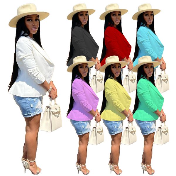women's suits blazers european and american clothing solid color pocket button blazer, White;black
women's suits blazers european and american clothing solid color pocket button blazer, White;black