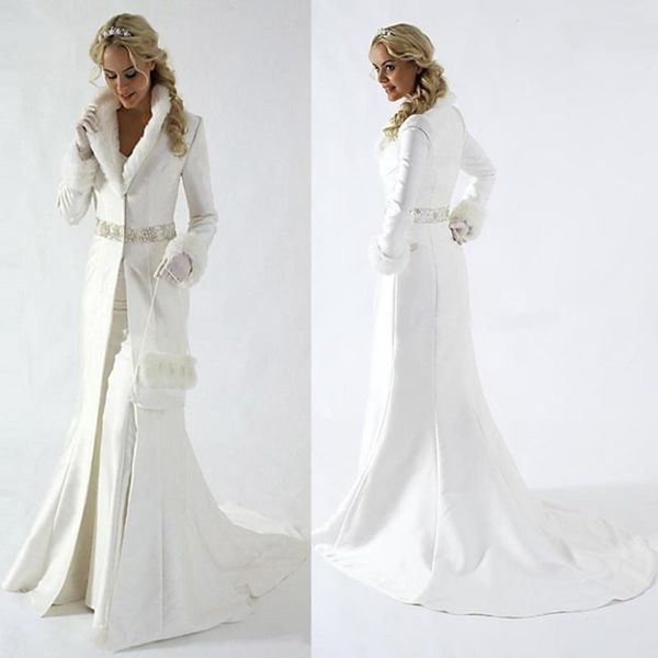 wraps & jackets modern winter bridal jacket long sleeves faux fur wedding coat cute shawl satin fabric with party cloak, White
wraps & jackets modern winter bridal jacket long sleeves faux fur wedding coat cute shawl satin fabric with party cloak, White