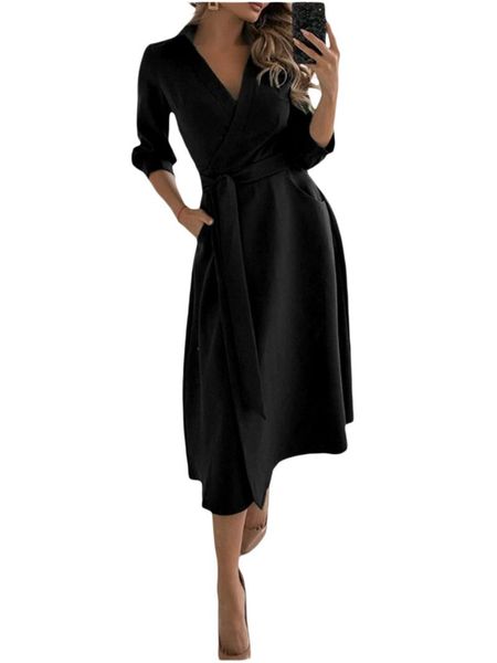casual dresses women tie-up mid-rise dress, adults solid color/print long sleeve v-neck slim-fit leisurewear apparel, Black;gray
casual dresses women tie-up mid-rise dress, adults solid color/print long sleeve v-neck slim-fit leisurewear apparel, Black;gray