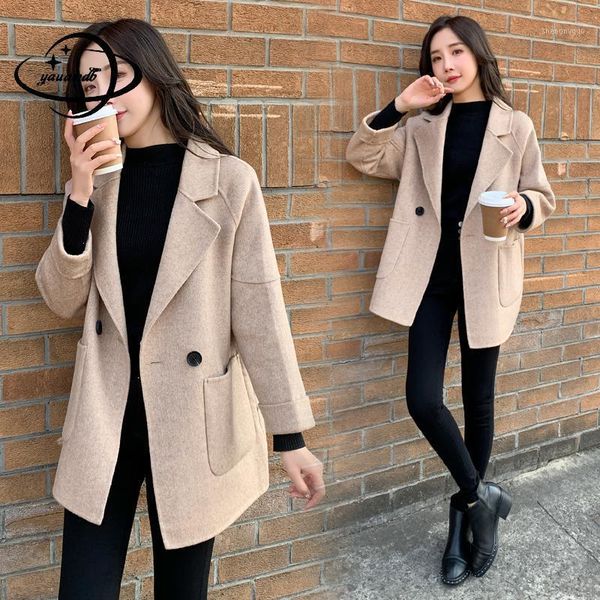 women's wool & blends xs-2xl womens coats spring autumn female jackets turn-down collar long style ladies outerwear clothes hy90, Black
women's wool & blends xs-2xl womens coats spring autumn female jackets turn-down collar long style ladies outerwear clothes hy90, Black
