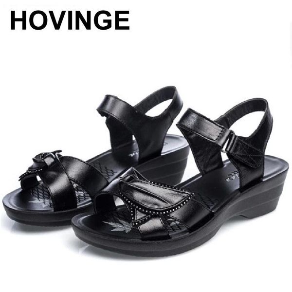 sandals hovingesummer mom leather soft bottom wedge heel middle-aged and old women's shoes large size flat, Black
sandals hovingesummer mom leather soft bottom wedge heel middle-aged and old women's shoes large size flat, Black