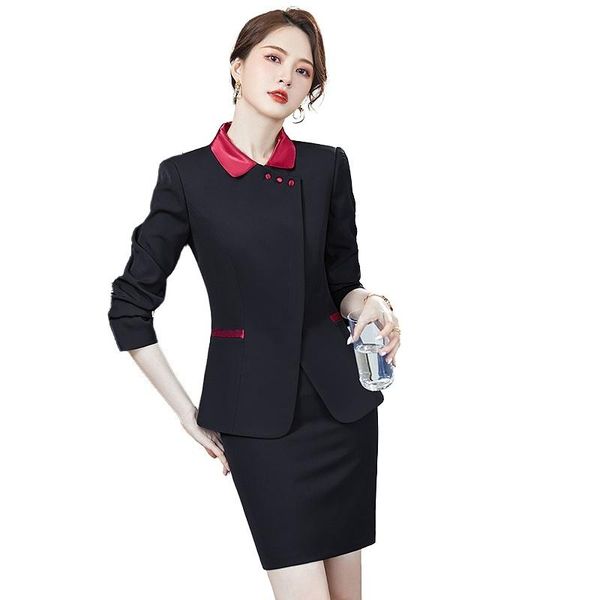 two piece dress fashion black blazer women skirt suits jacket sets office ladies work wear business uniform styles, White
two piece dress fashion black blazer women skirt suits jacket sets office ladies work wear business uniform styles, White
