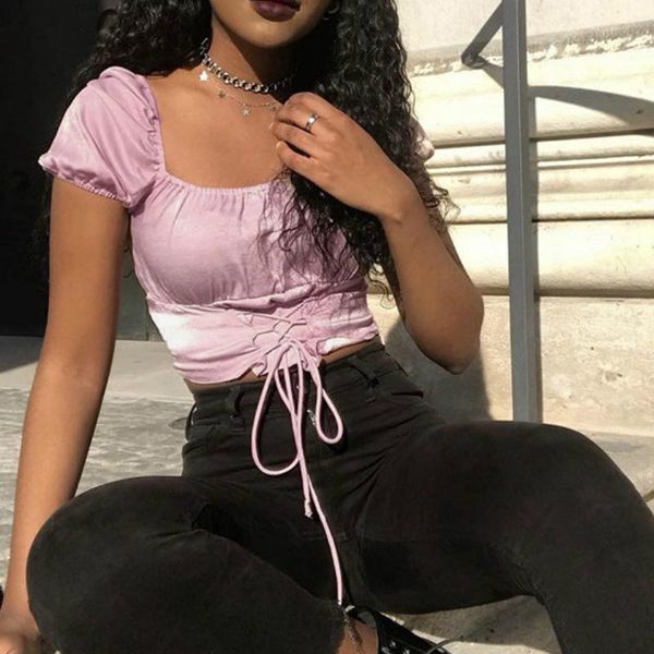 women's blouses & shirts summer women puff sleeve shirt bandage pink crops off shoulder square collar strappy slim pullover blouse, White
women's blouses & shirts summer women puff sleeve shirt bandage pink crops off shoulder square collar strappy slim pullover blouse, White